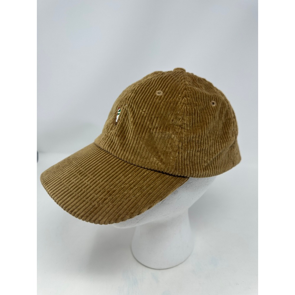 Polo Ralph Lauren Tan Brown Corduroy Baseball Cap Leather Strap Hat Mens - Picture 8 of 12